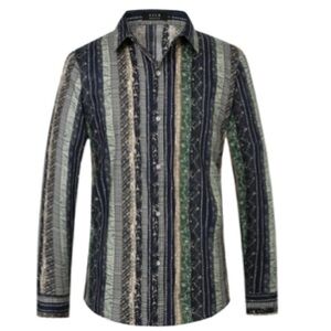 NWT SSLR-Hawaiian Shirt for Men Sz 2XL Long Sleeve Button Down 100% cotton Shirt